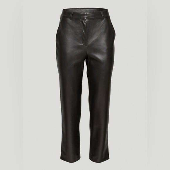 Aritzia Babaton Command Cropped Black Leather Pant Size 2 - Picture 4 of 12